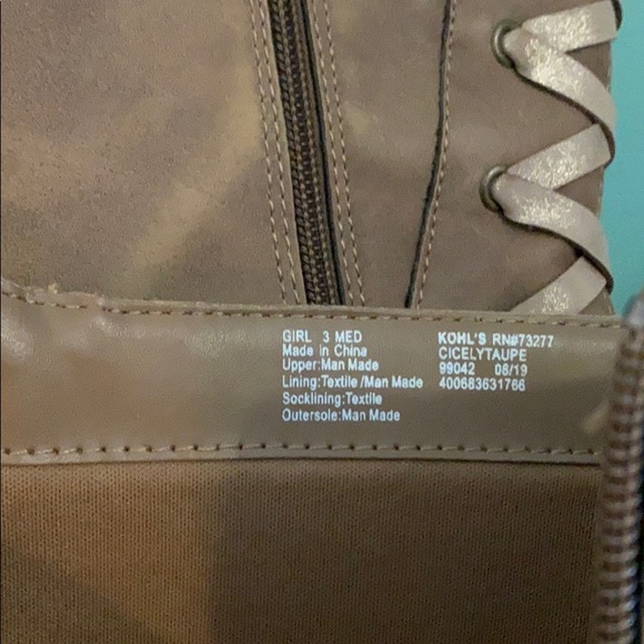 Girls 3 tall lace back zip up boots in tan. - Picture 7 of 7